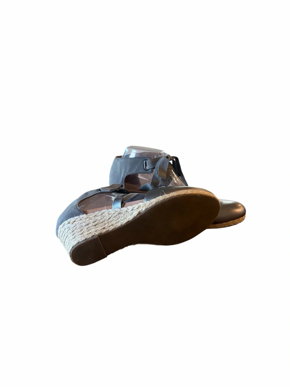 Vionic Kaitlyn Espadrille Wedge Pewter Ribbon Shoes
